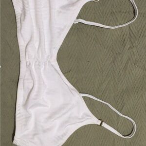 Aerie White Minimalist Bikini Top with Adjustable Straps